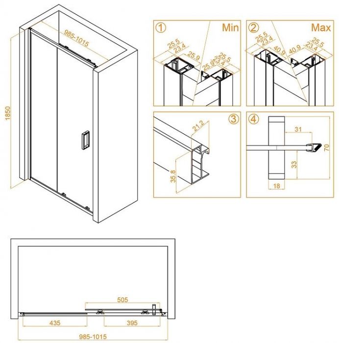 Душевая дверь RGW Classic CL-14-B 100 32091410-14 профиль Черный стекло прозрачное