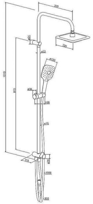 Душевая система Damixa Eclipse 931000300 Черная матовая