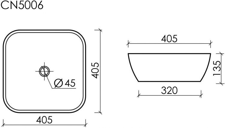 Умывальник CERAMICANOVA Element чаша накладная квадратная CN5006
