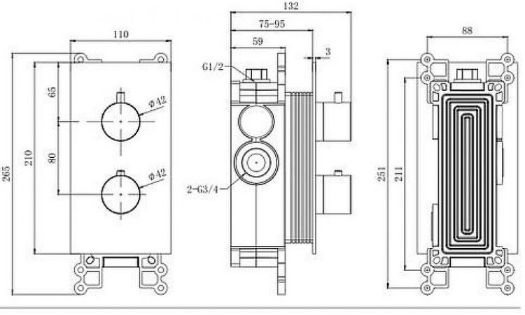 Смеситель для душа Splendy Passion PA204U2T3GM с термостатом цвет Золото матовое