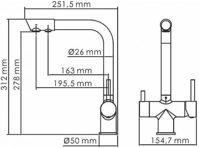 Смеситель для кухни WasserKRAFT A8367 Черный матовый