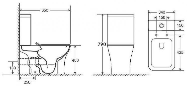 Унитаз компакт Azario Fretta Square AZ-5121 с бачком и сиденьем Микролифт