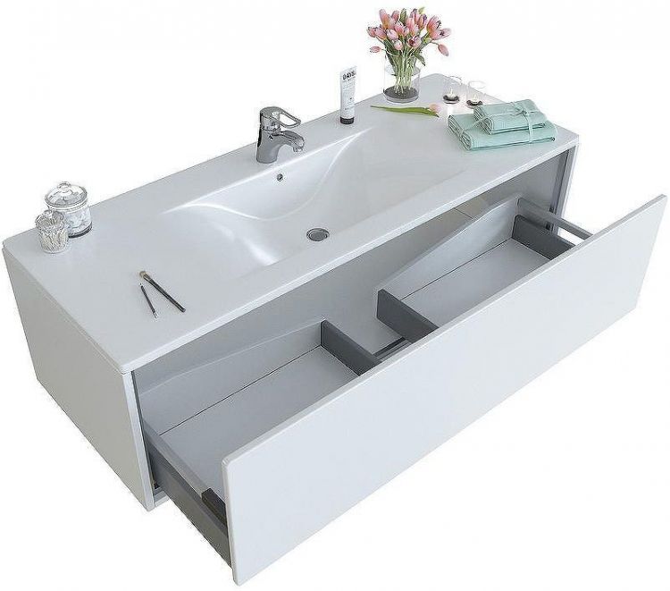 Тумба с раковиной SanVit Бруно-1 120 kbruno1120w подвесная Белая глянцевая Тумба с раковиной SanVit Бруно-1 120 kbruno1120w подвесная Белая глянцевая