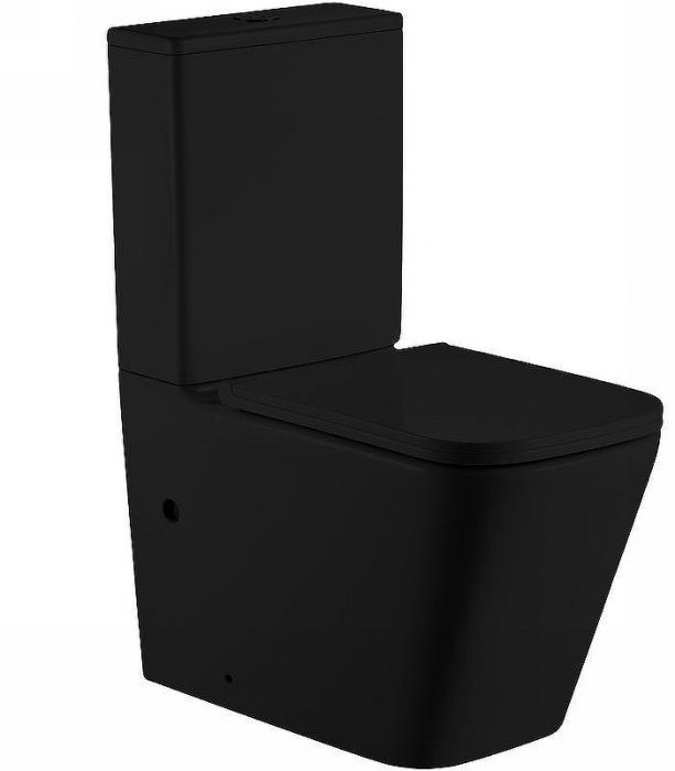 Унитаз компакт SantiLine SL-5028MB Черный матовый с бачком и сиденьем Микролифт