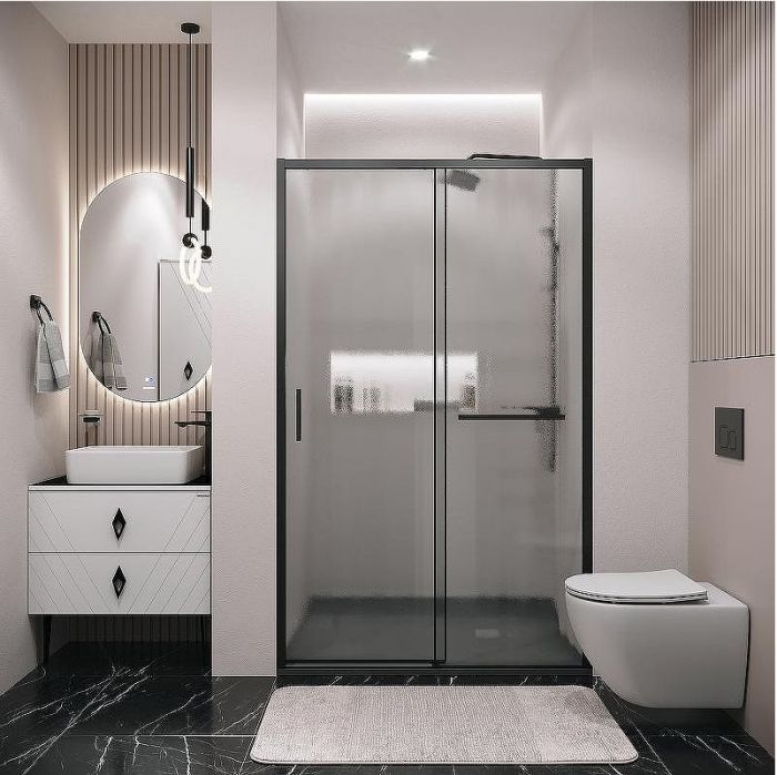 Душевая дверь Grossman Style 100 100.K33.05.100.21.02 профиль Черный матовый стекло шиншилла