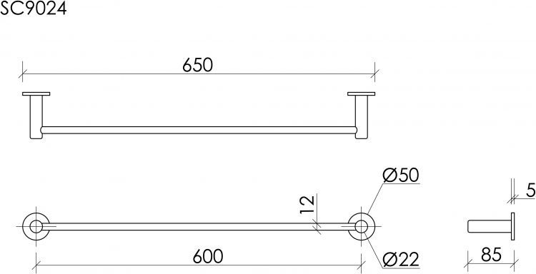 Полотенцедержатель SANCOS Base, черный матовый , SC9024MB