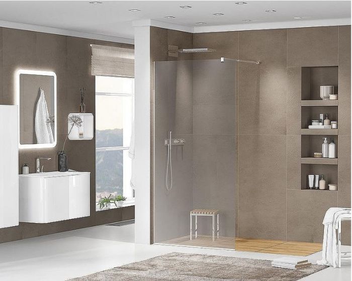 Душевая перегородка Cezares Liberta 100 LIBERTA-L-1-100-GR-Cr профиль Хром стекло серое