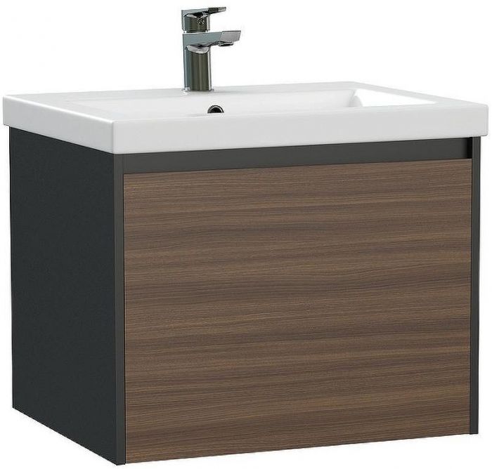 Тумба под раковину Cersanit Grande 60 64759 подвесная Черная Орех