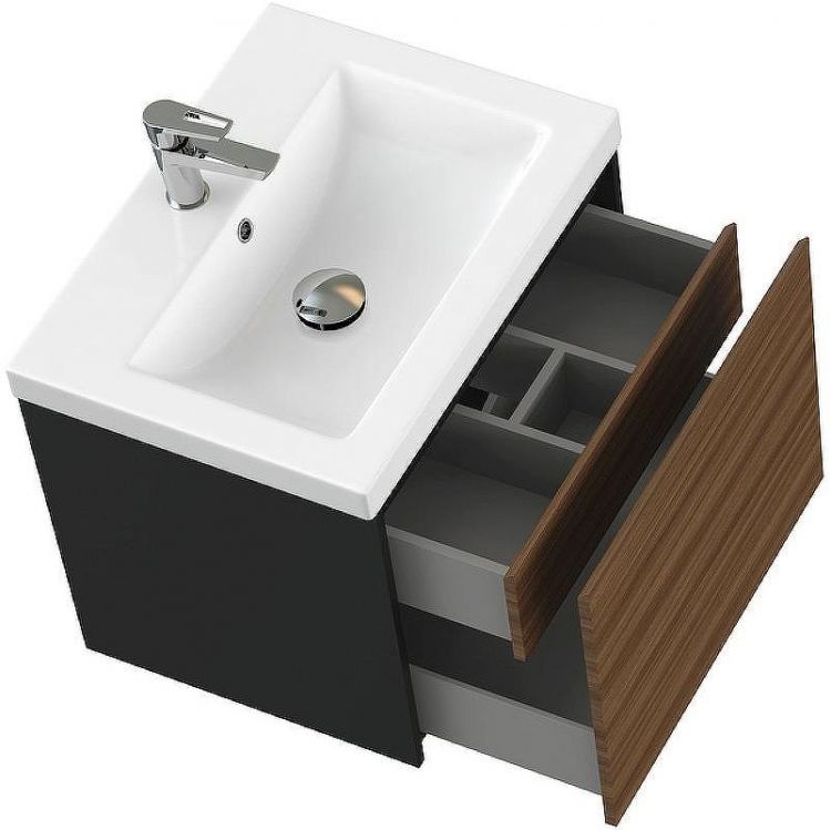 Тумба под раковину Cersanit Grande 60 64759 подвесная Черная Орех Тумба под раковину Cersanit Grande 60 64759 подвесная Черная Орех