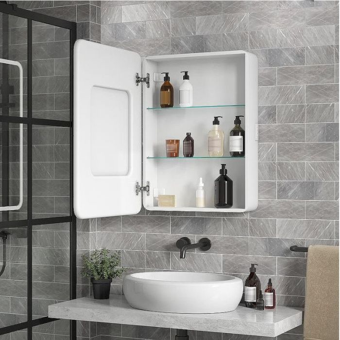 Зеркальный шкаф Reflexion Circle 550х800 L RF2107SR с подсветкой Белый матовый