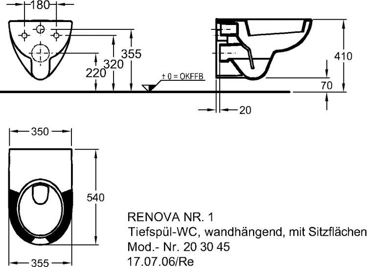 Унитаз подвесной Keramag Renova Nr.1, 203045000 Унитаз подвесной Keramag Renova Nr.1, 203045000
