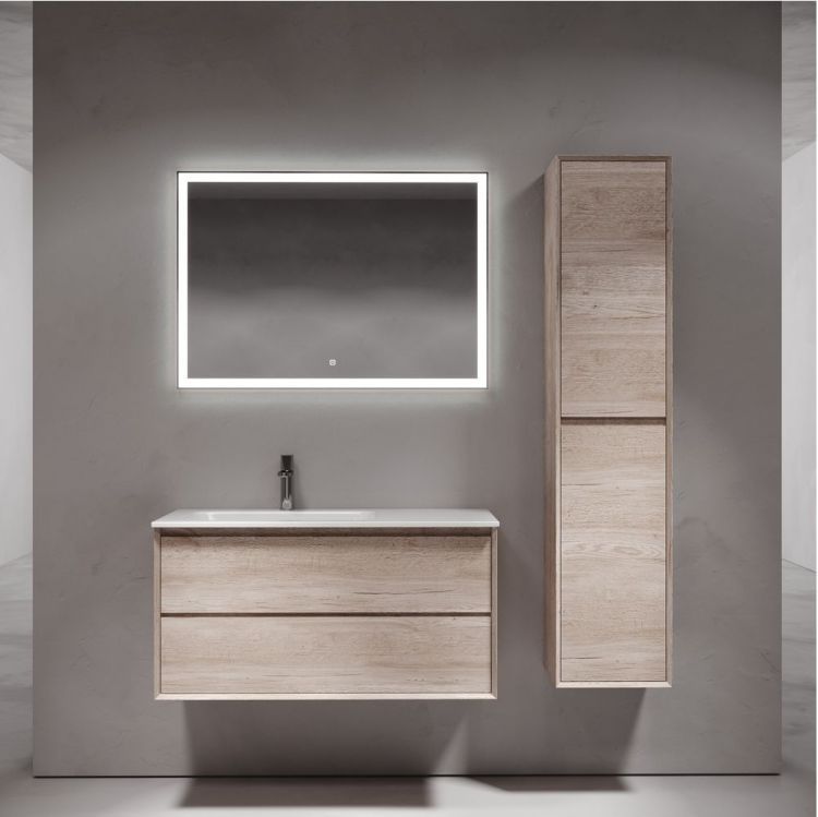 Тумба подвесная SANCOS под раковину левая Marmi 2.0, дуб галифакс натуральный 995х445х520, MR2.0100LEG