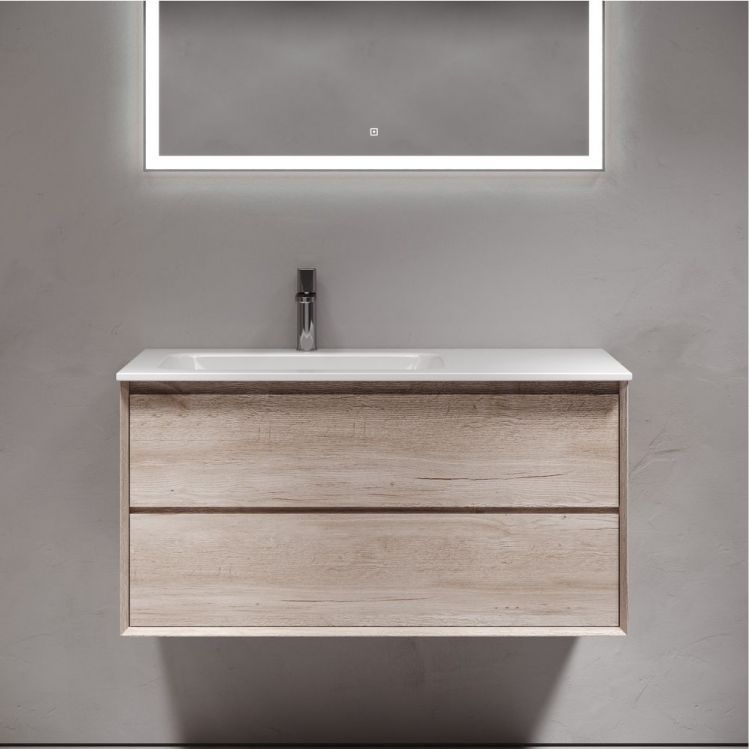 Тумба подвесная SANCOS под раковину левая Marmi 2.0, дуб галифакс натуральный 995х445х520, MR2.0100LEG