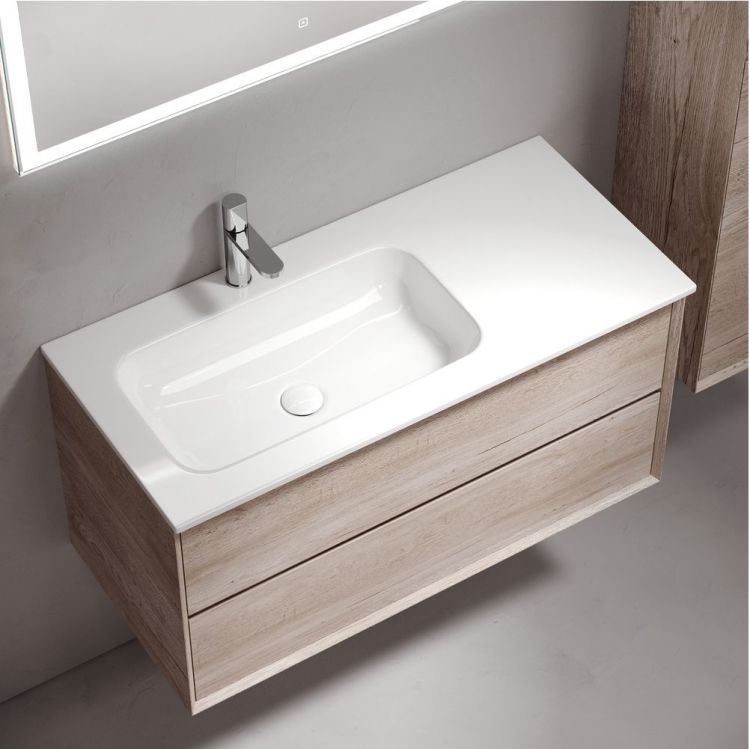 Тумба подвесная SANCOS под раковину левая Marmi 2.0, дуб галифакс натуральный 995х445х520, MR2.0100LEG