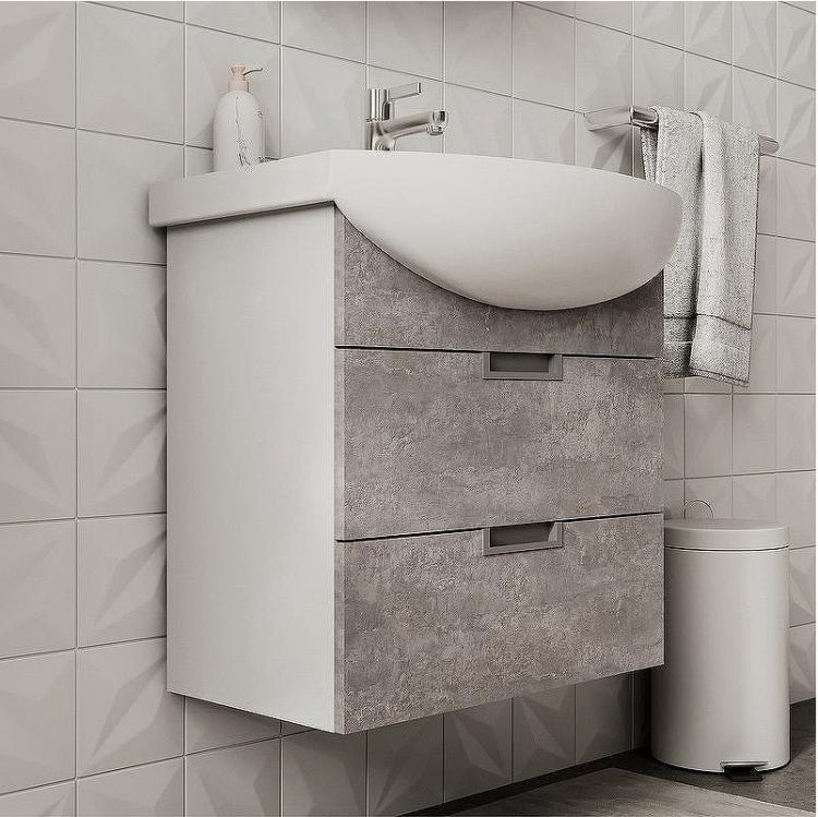 Тумба под раковину Volna Vario Z.70.2Y tpVARIO.Z70.2Y-09 подвесная Цемент Белая