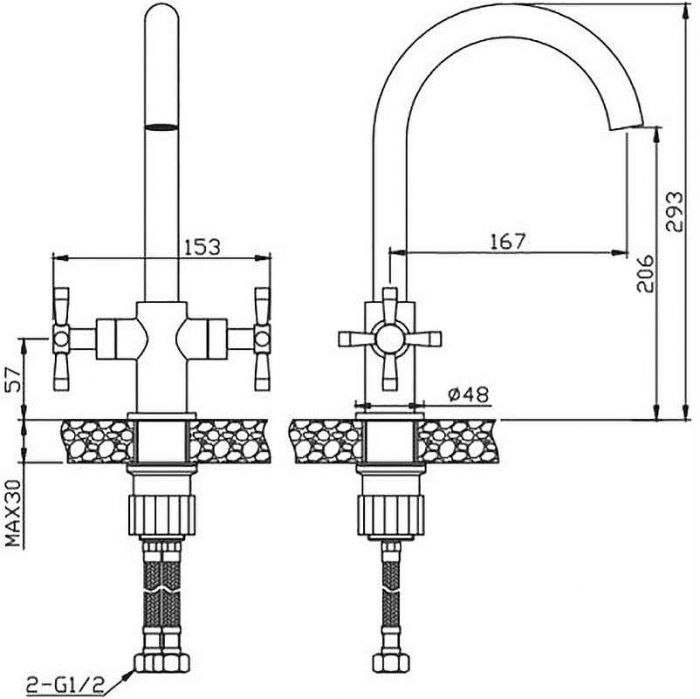 Смеситель для кухни Orange Mia M34-821Ni Никель