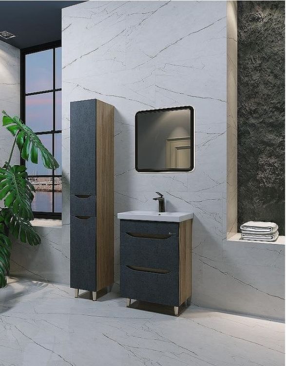 Шкаф пенал Bellezza Слим 30 L 4626502092426 Серый Натуральный дуб