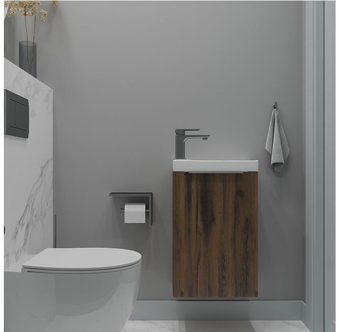 Тумба под раковину ЗОВ Монови Слим 40 MS40AT подвесная цвет Древесина Аттик