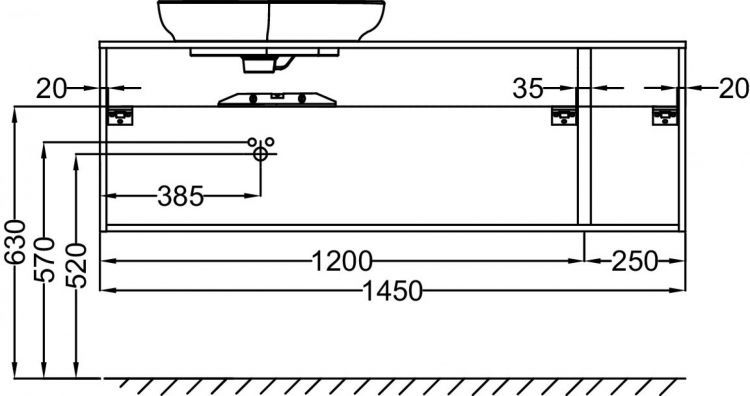 Тумба для комплекта 145 см Jacob Delafon Nouvelle Vague EB3044-M54, серый титан матовый Тумба для комплекта 145 см Jacob Delafon Nouvelle Vague EB3044-M54, серый титан матовый