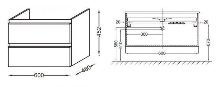 Тумба под раковину 60 см Jacob Delafon Vox EB2030-RA-E16 коричневый