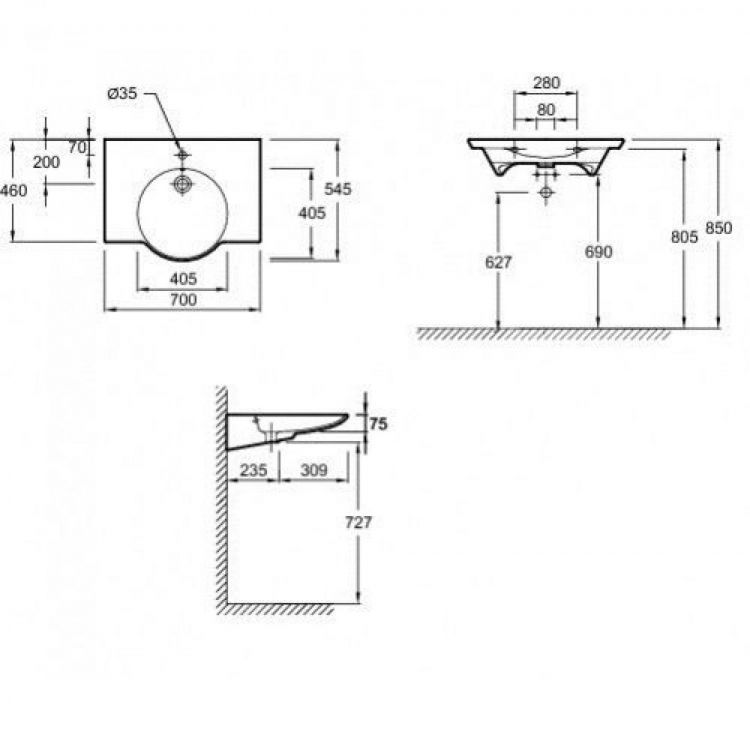 Раковина Jacob Delafon Spherik E4492-00 70 см