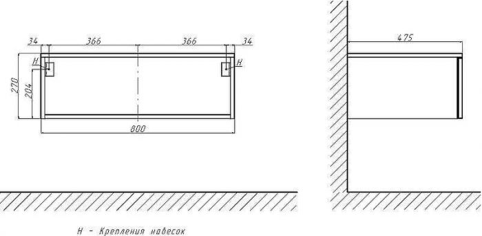 Тумба Velvex Unique Unit 80 tp.UNI.80.1Y подвесная Белая матовая