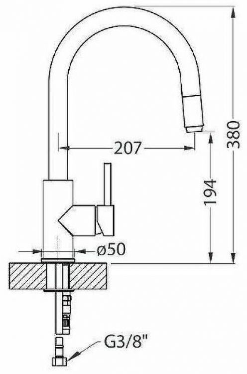 Смеситель для кухни Alveus Delos-P G81 Concrete 1129019 Бетон