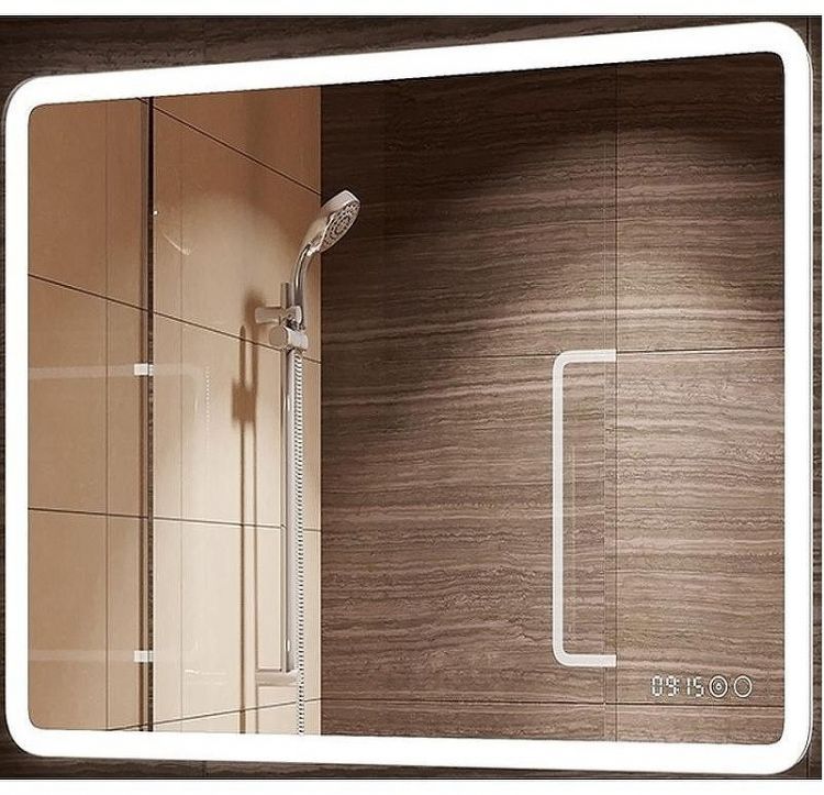 Зеркало Континент Demure 800х600 ЗЛП769 с подсветкой с сенсорным выключателем с подогревом с часами