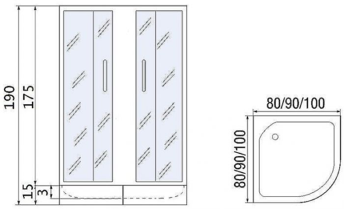 Душевой уголок River Don Light 80x80 MT 10000008312 с поддоном
