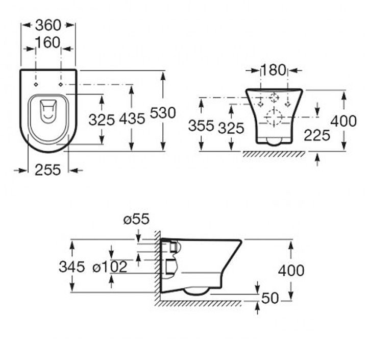 Унитаз Roca Leon ZRU9307612 подвесной цвет Белый без сиденья