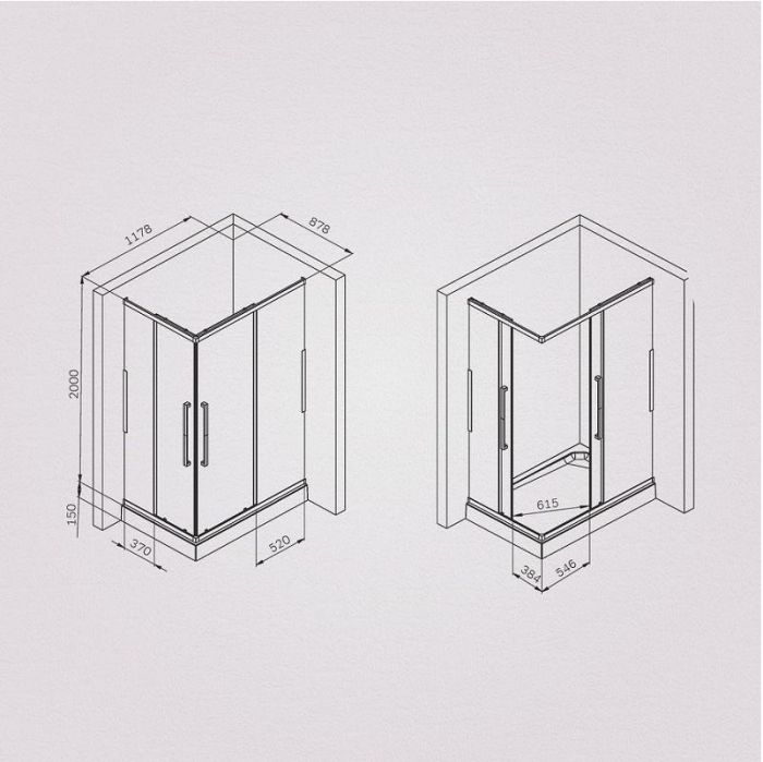 Душевой уголок AM.PM Func 120x90 W84G-403-12090-BT профиль Черный матовый стекло прозрачное