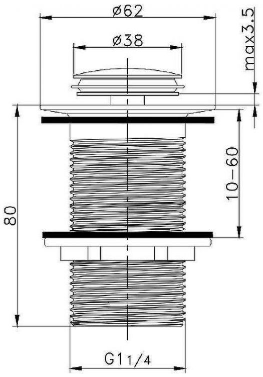 Донный клапан Raglo R600.04.06 click-clack Черный матовый