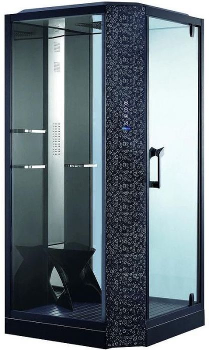 Душевая кабина Orans 100x100 R 89101rb с баней профиль Черный задние стенки Черные