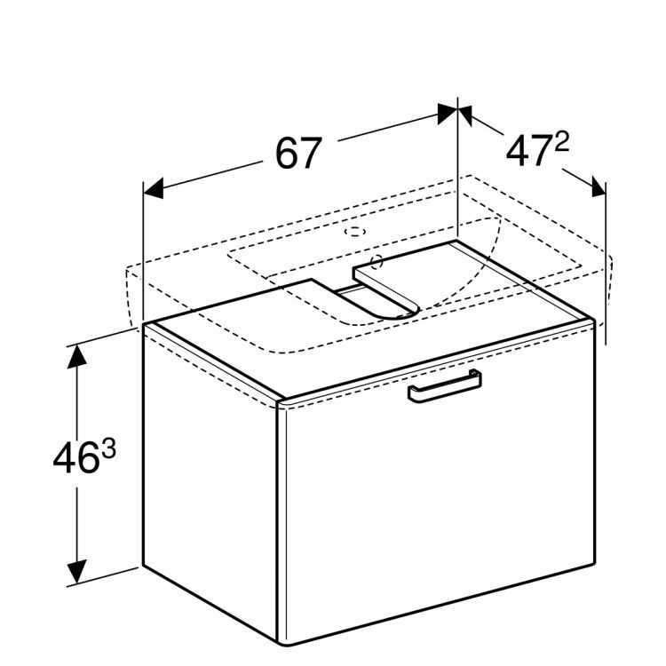 Тумба под раковину Geberit Renova Plan 670 мм, белый, совместим с раковиной 122175000 [879120000]