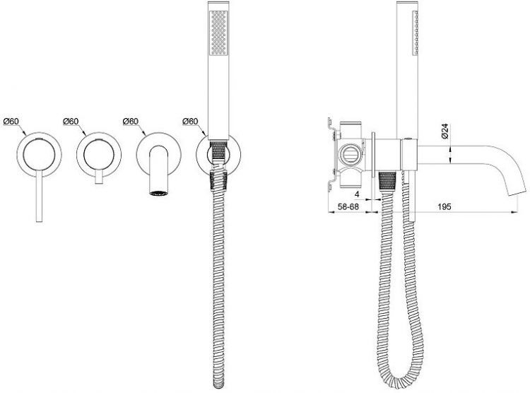 Смеситель для ванны Oliveeka Y OL-889017-BN цвет Никель матовый Смеситель для ванны Oliveeka Y OL-889017-BN цвет Никель матовый