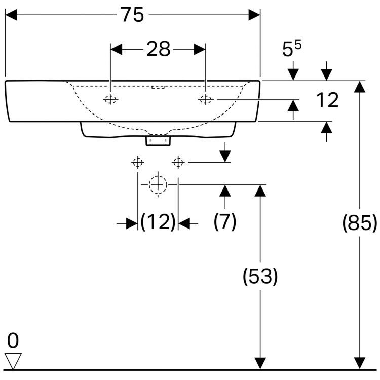 Раковина Geberit Renova Nr.1 Plan, 122175000