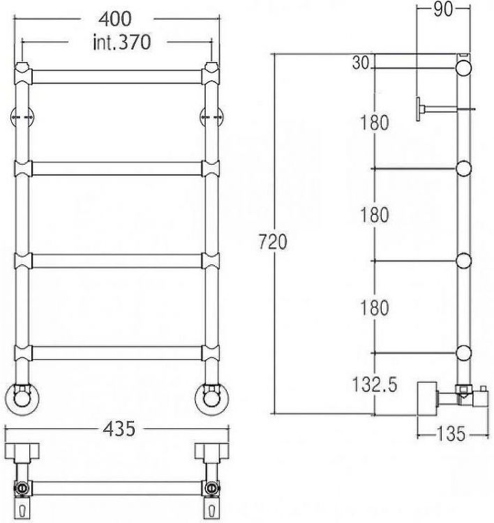 Водяной полотенцесушитель Margaroli Sole 442-4 4423704OBN Бронза