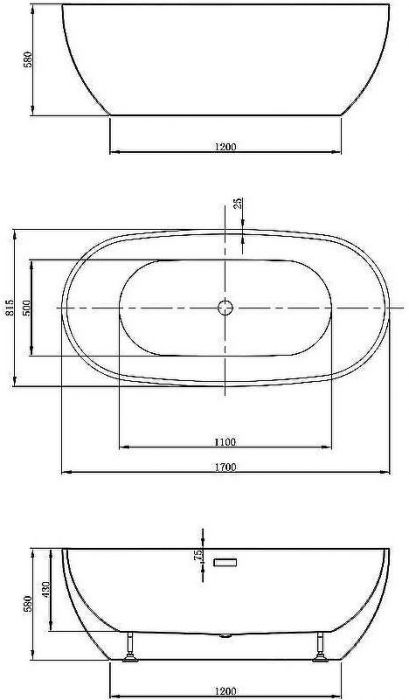 Акриловая ванна Vincea 170x81.5 VBT-408-1700 без гидромассажа