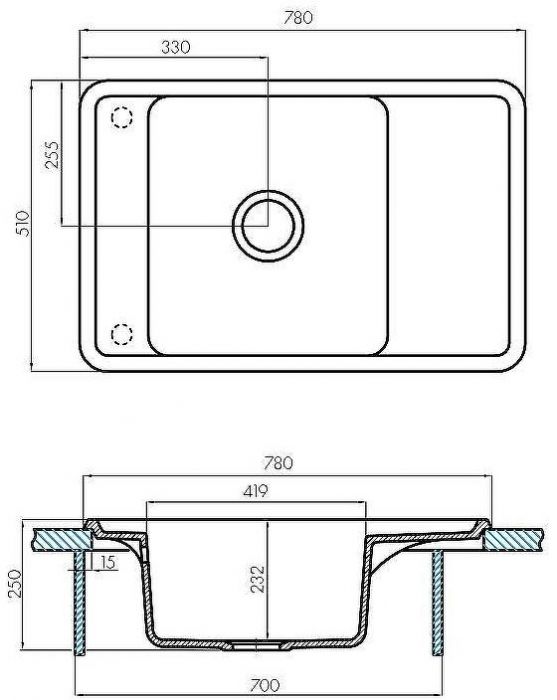 Кухонная мойка Aquaton Беллис 78 1A725032BS210 Графит