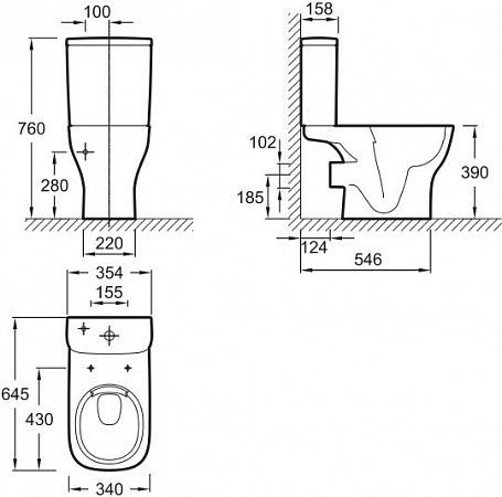 Чаша для унитаза-компакта Jacob Delafon Struktura UJAJ102-WTE