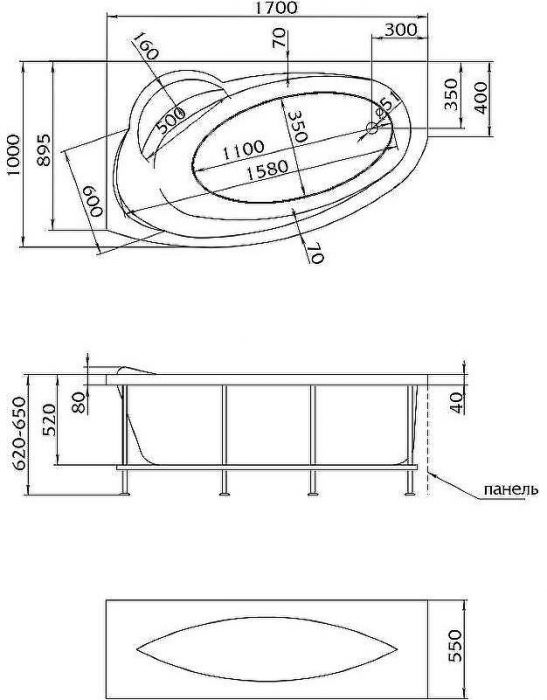 Акриловая ванна Marka One Julianna 170x100 L 01дж1410л без гидромассажа