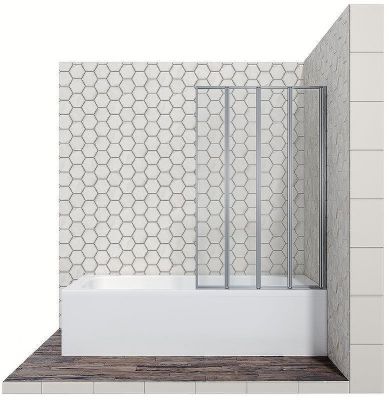 Шторка на ванну Ambassador Bath Screens 100х140 16041111R профиль Хром стекло CrystalPure