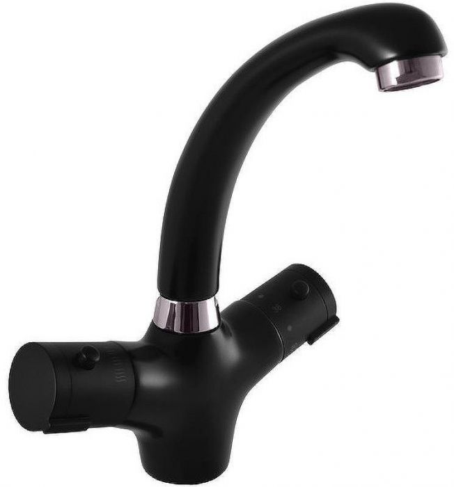 Смеситель для раковины Rav Slezak Termostat TRM26.5CMATC с термостатом Черный матовый Хром