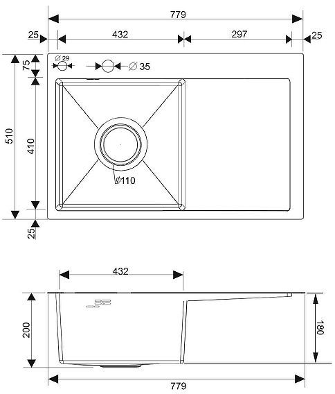 Кухонная мойка Ростовская Мануфактура Сантехники 78 MRK-7851BL-L Темный графит Кухонная мойка Ростовская Мануфактура Сантехники 78 MRK-7851BL-L Темный графит