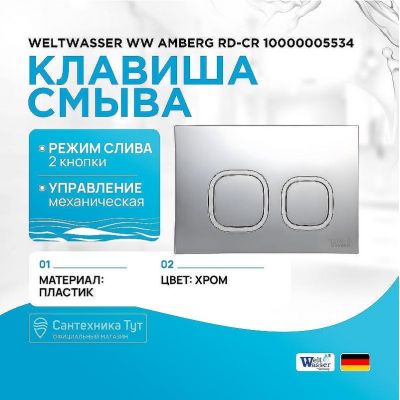 Клавиша смыва WeltWasser WW Amberg RD-CR 10000005534 Хром