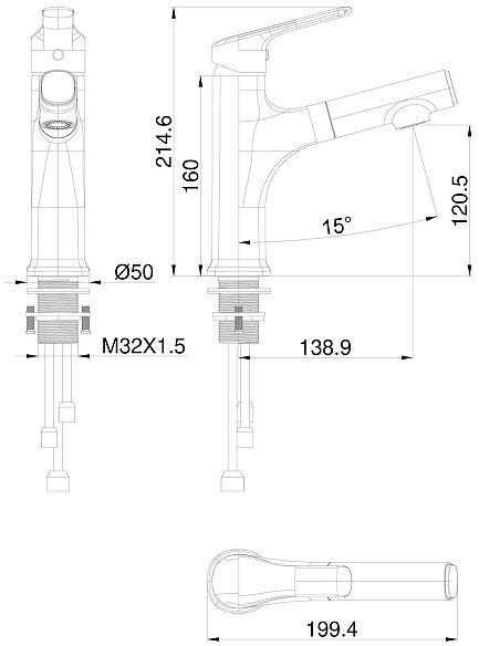 Смеситель для раковины Wonzon & Woghand WW-AE4151-CR цвет Хром Смеситель для раковины Wonzon & Woghand WW-AE4151-CR цвет Хром