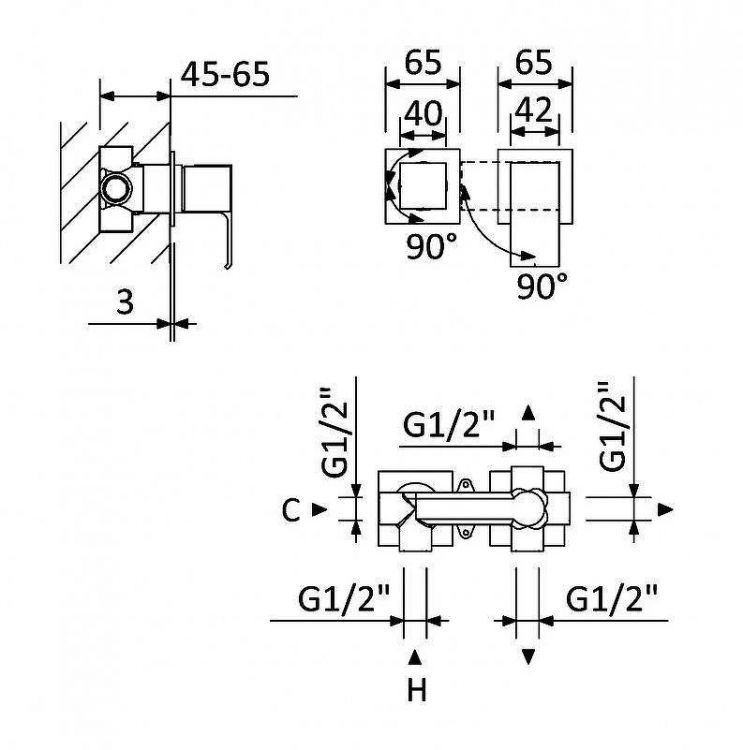 Смеситель для душа Cezares Porta PORTA-VDIM3-M-SR цвет Sunrise