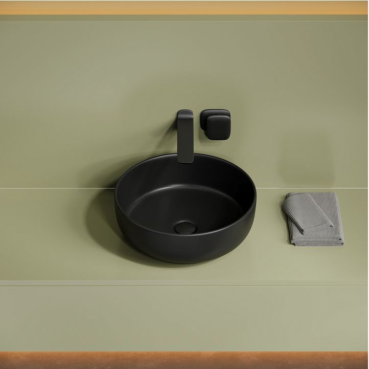Раковина накладная CERAMICANOVA Taycan, круглая, диаметр 375 мм, черная матовая CN12003MB Раковина накладная CERAMICANOVA Taycan, круглая, диаметр 375 мм, черная матовая CN12003MB