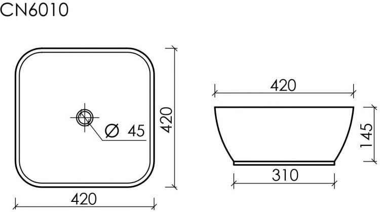 Умывальник CERAMICANOVA Element чаша накладная квадратная CN6010