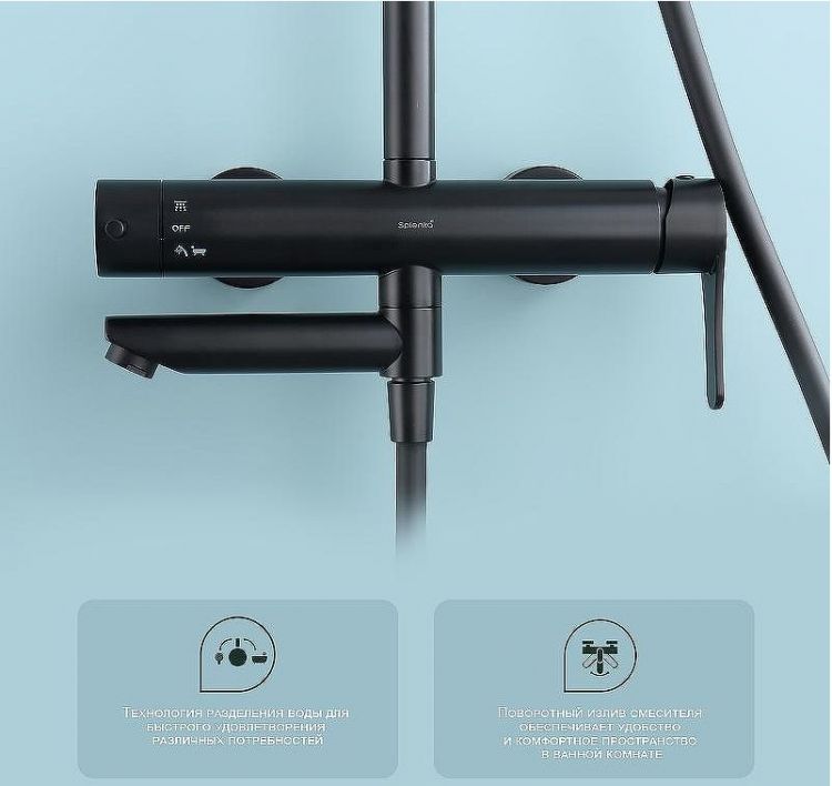 Душевая система Splenka S223.24.06 Черная матовая